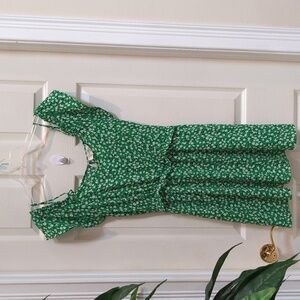 Jessica Simpson Women's Green Floral Cold Shoulder Mini Dress Size Medium